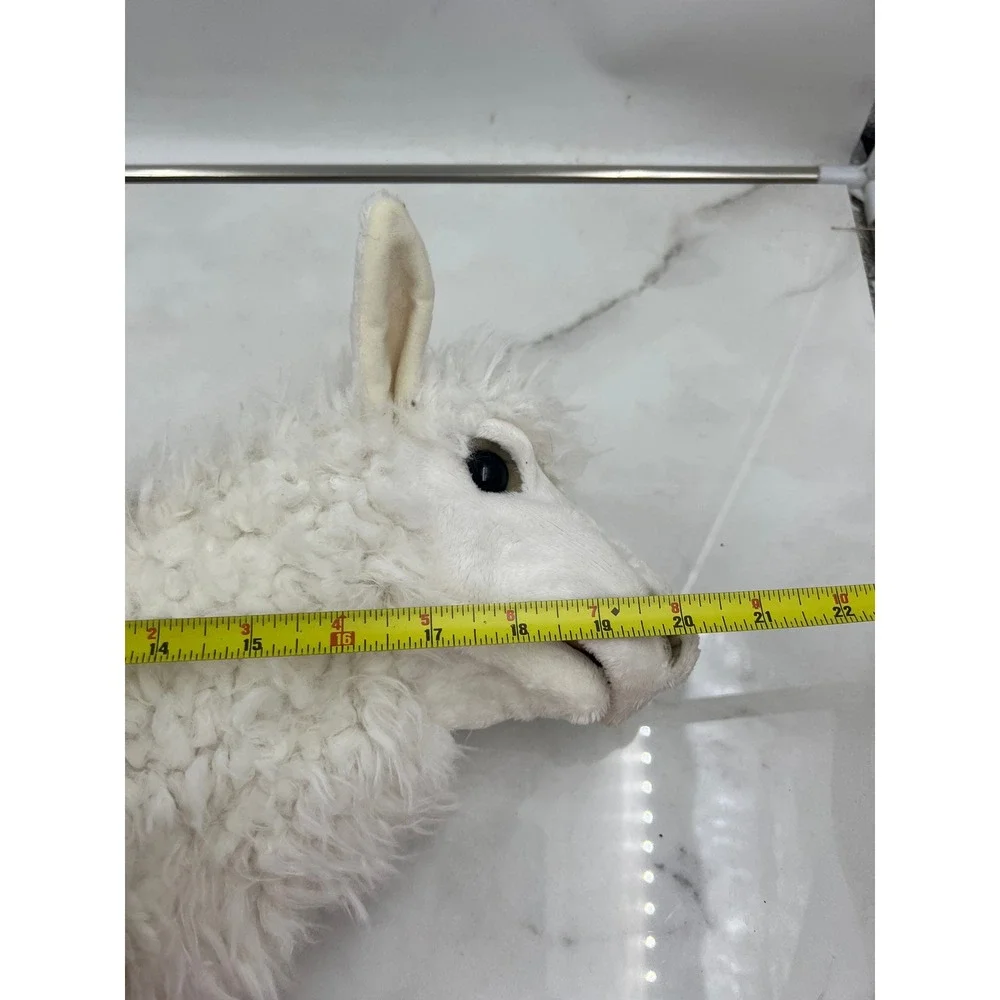 Folkmanis Alpaca Hand Puppet Plush White Brown Shaggy Faux Fur Realistic 2953